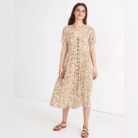 Madewell Dresses & Skirts - Madewell Button-Front Midi Dress in Batik Vine Size XS